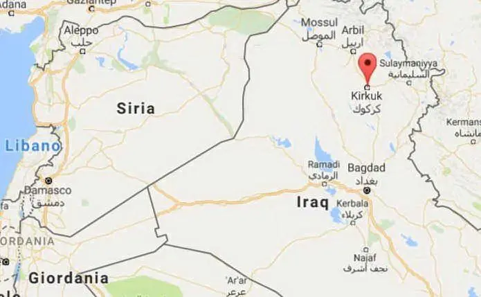 Kirkuk sulla mappa (contrassegno rosso)