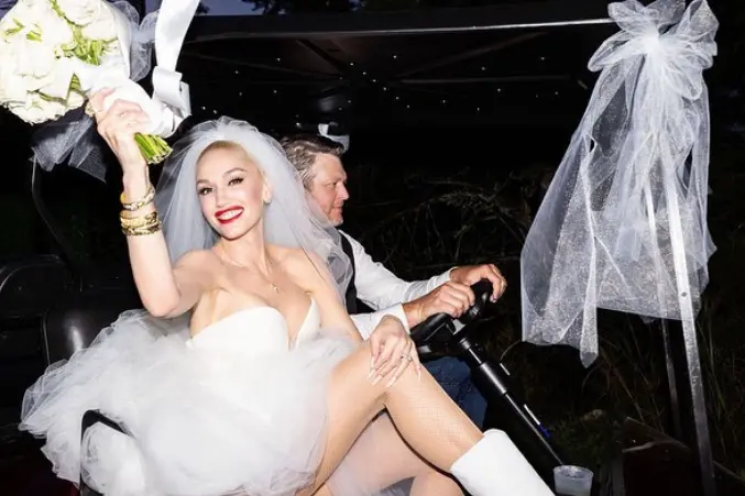 Gwen Stefani nel giorno delle nozze (foto Instagram)