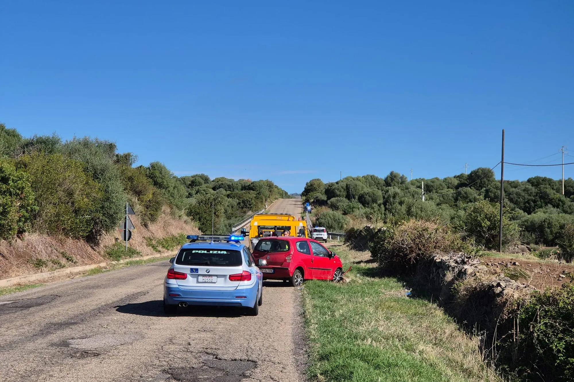 L'auto coinvolta nell'incidente tra Bonarcado e Milis