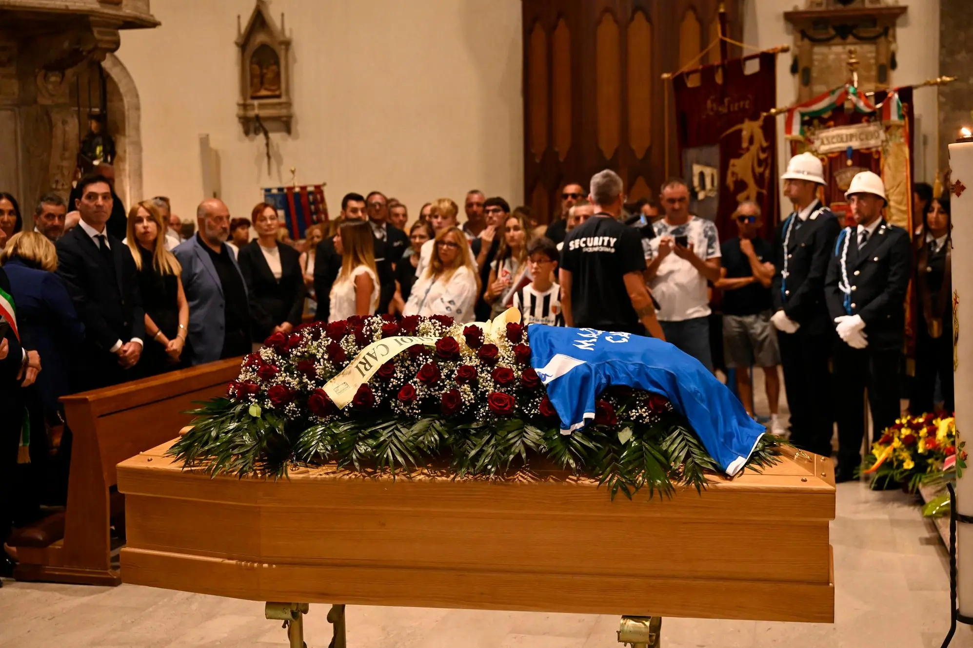 I funerali di Carlo Mazzone nella Chiesa di San Francesco a Piazza del Popolo, Ascoli Piceno, 21 agosto 2023. ANSA/SANDRO PEROZZI