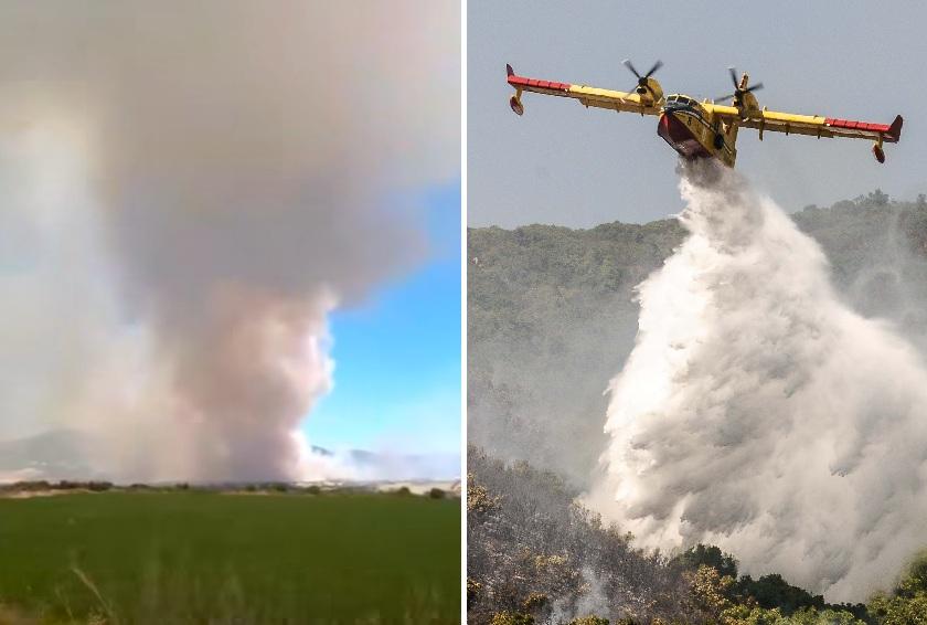 Viddalba, l’incendio minaccia case e aziende: primo intervento della stagione per i Canadair