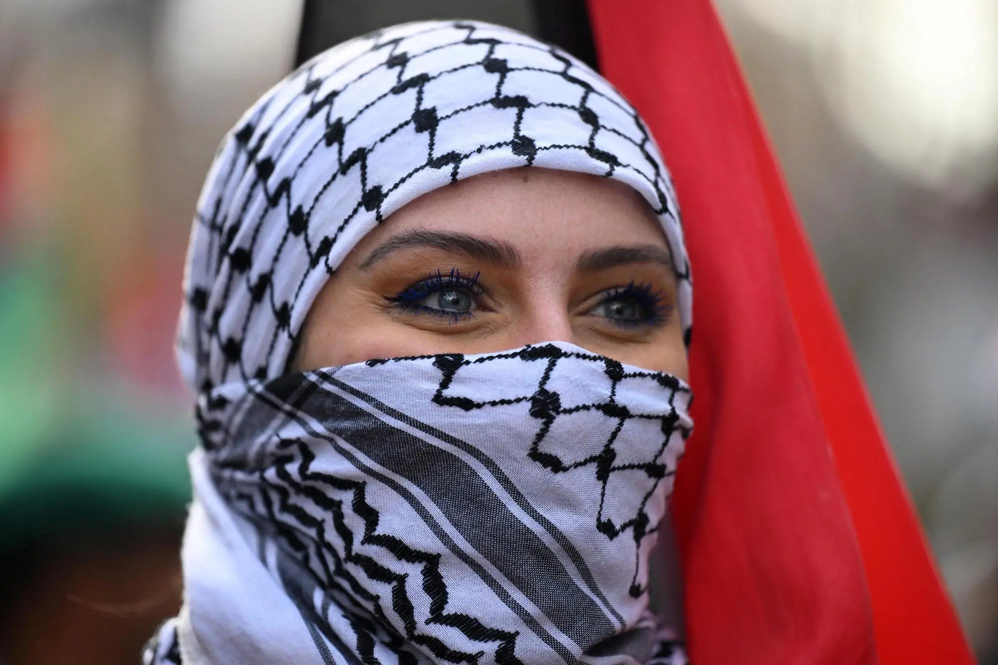 Una manifestante pro-Palestina (Ansa-Epa)