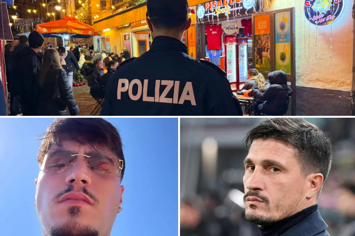 Il locale dove è avvenuta l'aggressione e, in basso, Gianluca e Fabio Pisacane (Ansa)