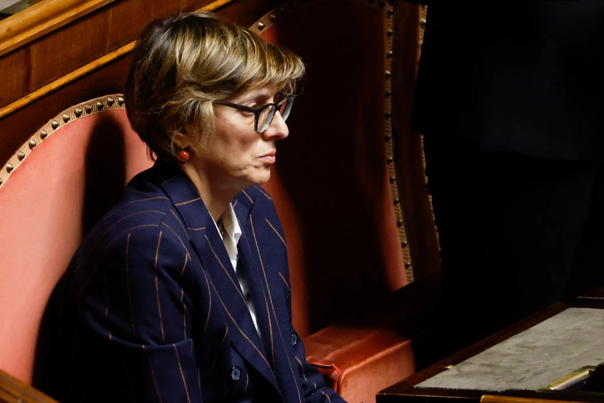 Giulia Bongiorno, Lega, nellÂ?aula del Senato durante la discussione generale sul Ddl contro i femminicidi, Roma 22 novembre 2023. ANSA/FABIO FRUSTACI