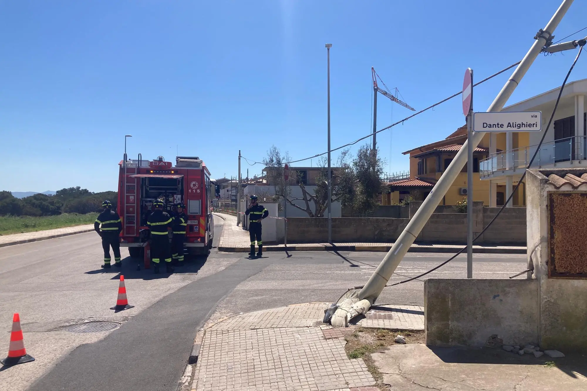 Il luogo dell'incidente in via Benedetto Croce (foto Pala)