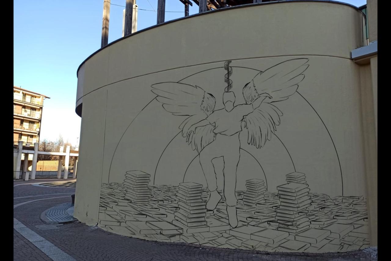 Il progetto per il murale di Gabriele Sanna (Foto Liceo Foiso Fois)