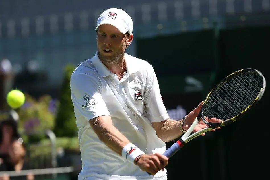 Il tennista azzurro Andreas Seppi, numero 52 del ranking Atp, impegnato in uno scambio
