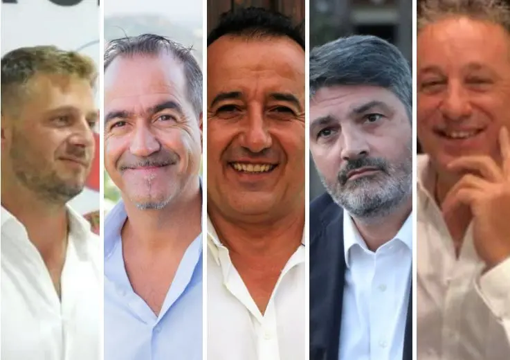 I candidati di Capoterra: da sinistra Piga, Garau, Marras, De Muru e Congiu