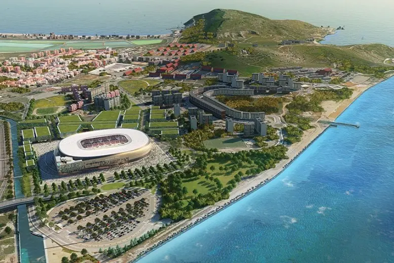 Il render del nuovo stadio del Cagliari