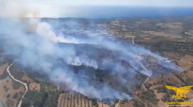 L'incendio a Orosei visto dall'alto (foto vigili del fuoco)