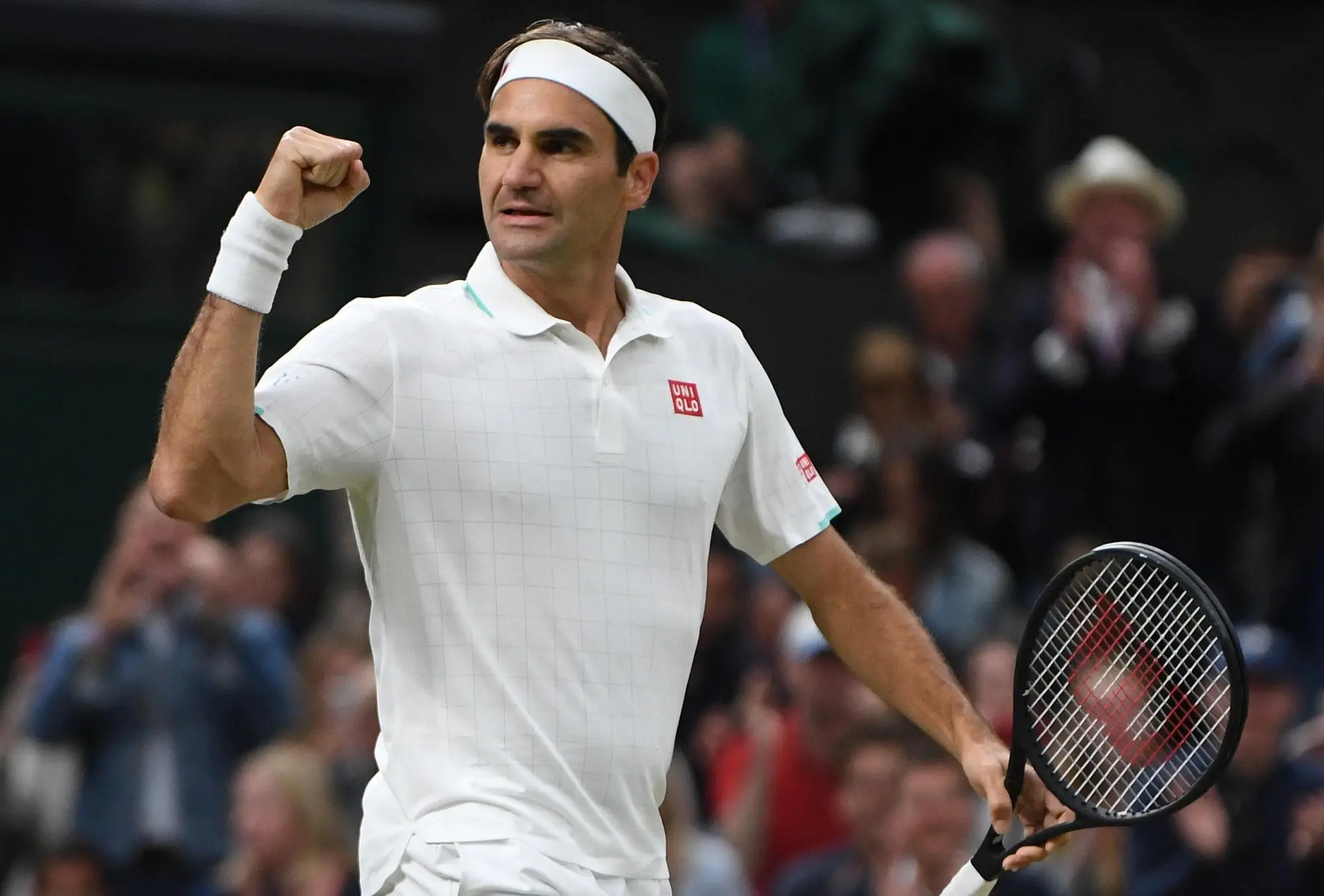 epa10185671 (FILE) - Roger Federer of Switzerland celebrates winning his 4th round match at the Wimbledon Championships, in London, Britain, 05 July 2021 (reissued 15 September 2022). Federer on 15 September 2022 released a statement reading that the Laver Cup held on 23-25 September in London will be his final ATP event to compete in. EPA/NEIL HALL EDITORIAL USE ONLY EDITORIAL USE ONLY *** Local Caption *** 57028537