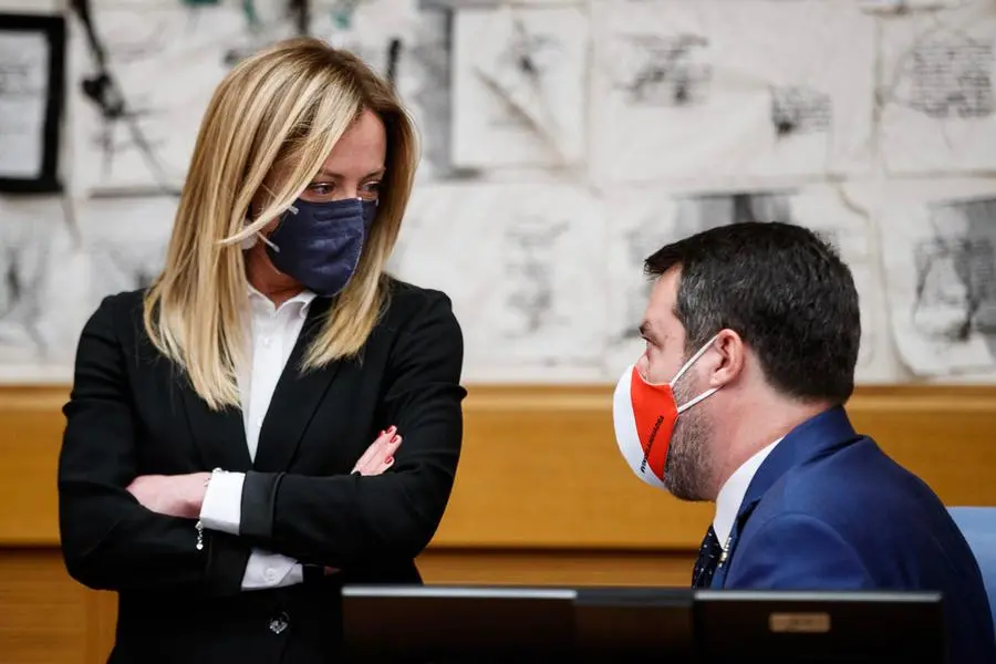 Matteo Salvini e Giorgia Meloni (Ansa)