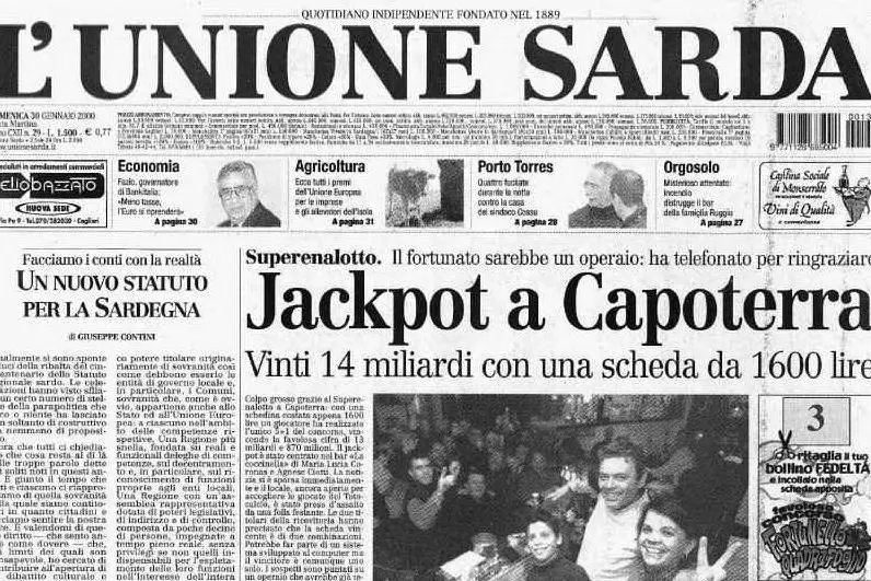 #AccaddeOggi: 29 gennaio 2000, Jackpot a Capoterra, col SuperEnalotto vinti 14 miliardi