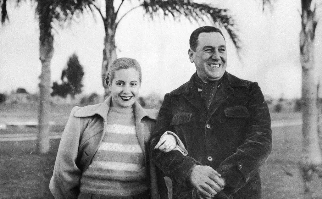 Con la seconda moglie, Eva Peron