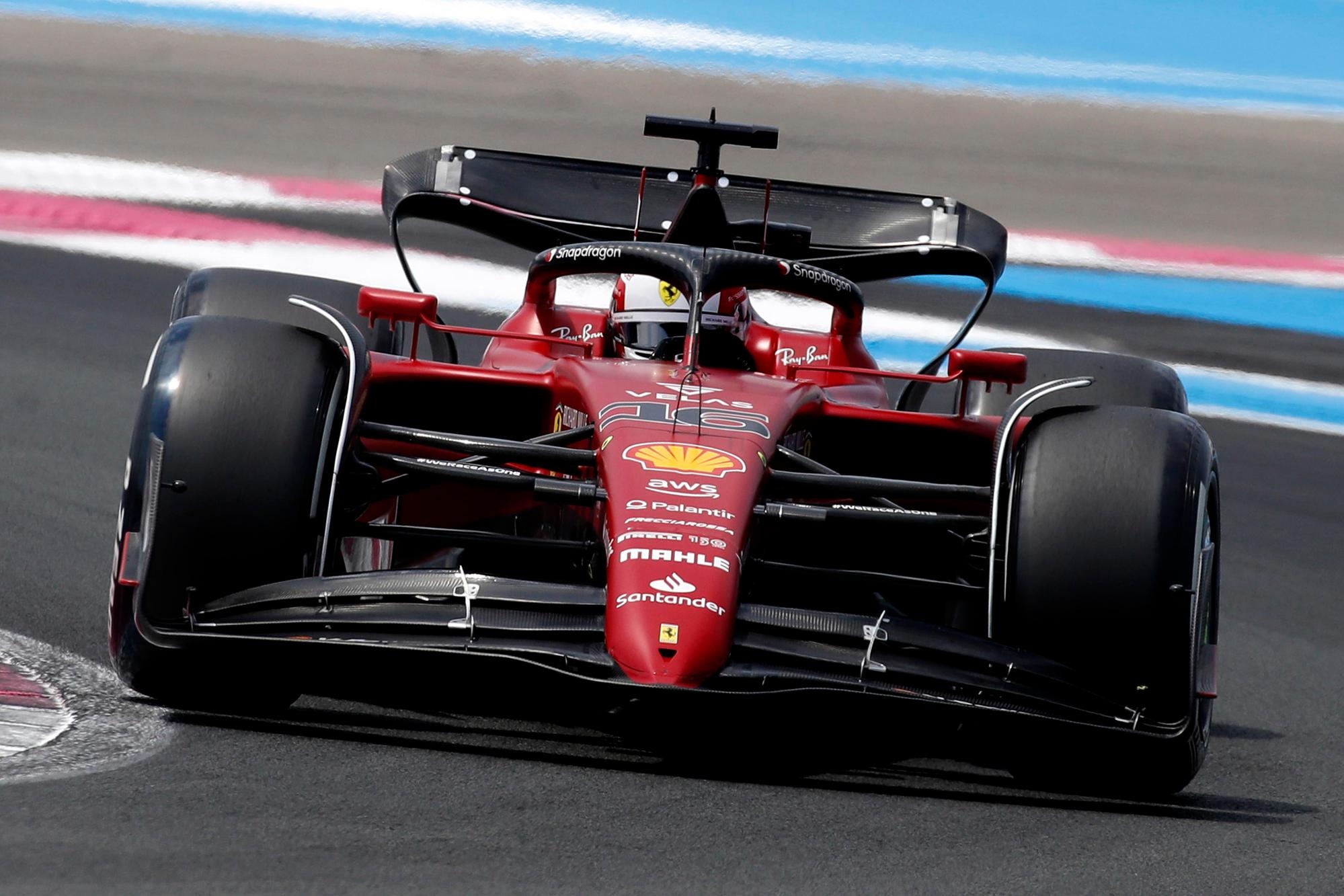 epa10087782 Monaco's Formula One driver Charles Leclerc of Scuderia Ferrari in action during the third practice session of the Formula One Grand Prix of France in Le Castellet, France, 23 July 2022. EPA/SEBASTIEN NOGIER