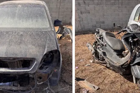 Le auto abbandonate nell'area consortile di Porto Torres (foto concessa)