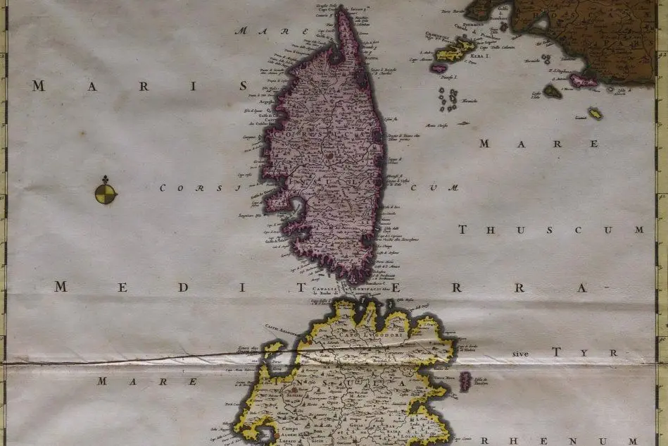 Il nord Sardegna e la Corsica in una carta storica