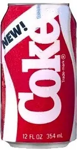 La Coca Cola nella nuova formula lanciata nell'aprile 1985, con la scritta &quot;New!&quot; sulla lattina