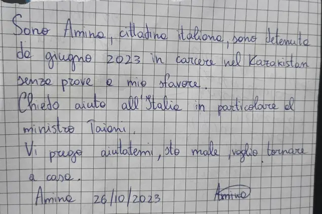 Il biglietto di Amina (Ansa)