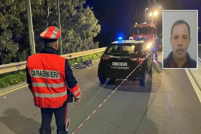 L'incidente, nel riquadro Pino Incani (foto L'Unione Sarda)