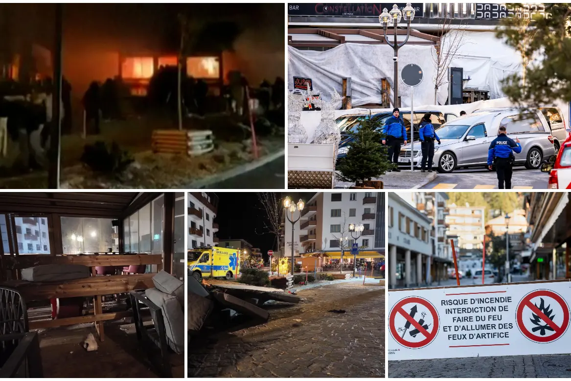 Crans-Montana, le immagini dal luogo della strage (foto Ansa)