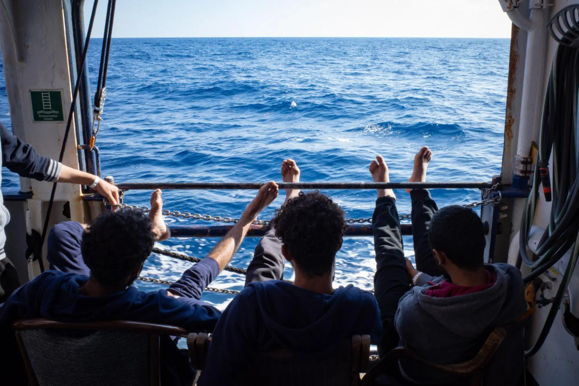 Migranti sulla nave di una Ong  (Ansa)