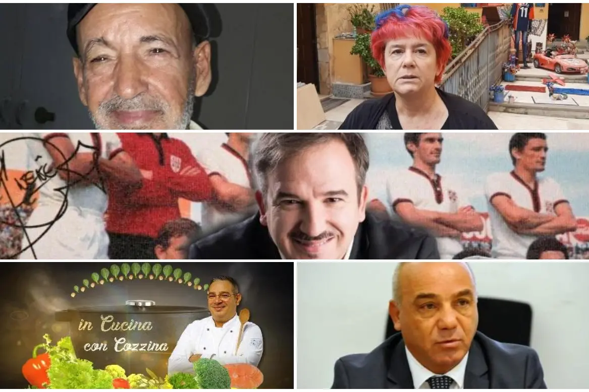 Il alto a sinistra Tore Saba, a destra Milena Masala. Al centro il giornalista Luca Telese. In basso lo chef Pierpaolo Argioli e l'Assessore al Turismo Gianni Chessa (foto Ansa)