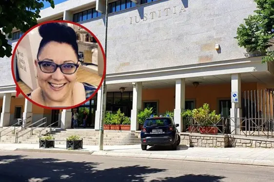 Il Tribunale di Tempio e, nel tondo, Elena Altobelli
