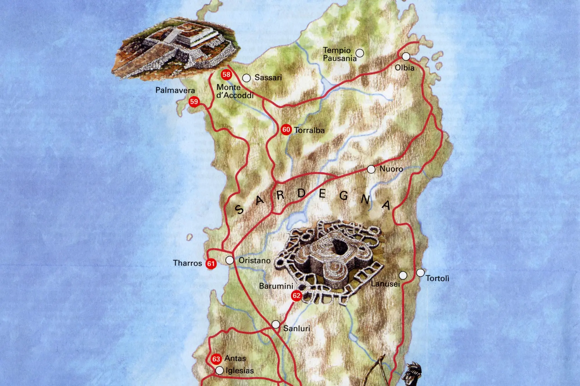 Una cartina della Sardegna (Archivio)