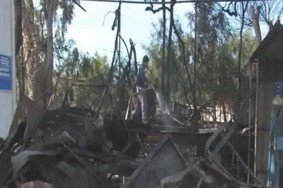 Un fermo immagine del rogo tratto dal servizio di Videolina