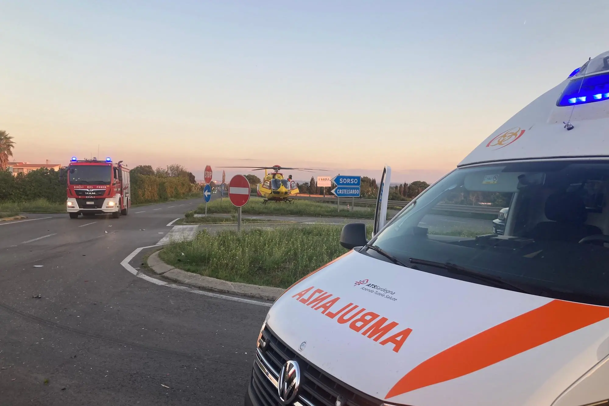 L'incidente sulla ex 131, Porto Torres (foto Pala)