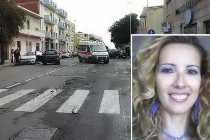 Il luogo dell'incidente e, nel riquadro, la vittima (foto Serreli)