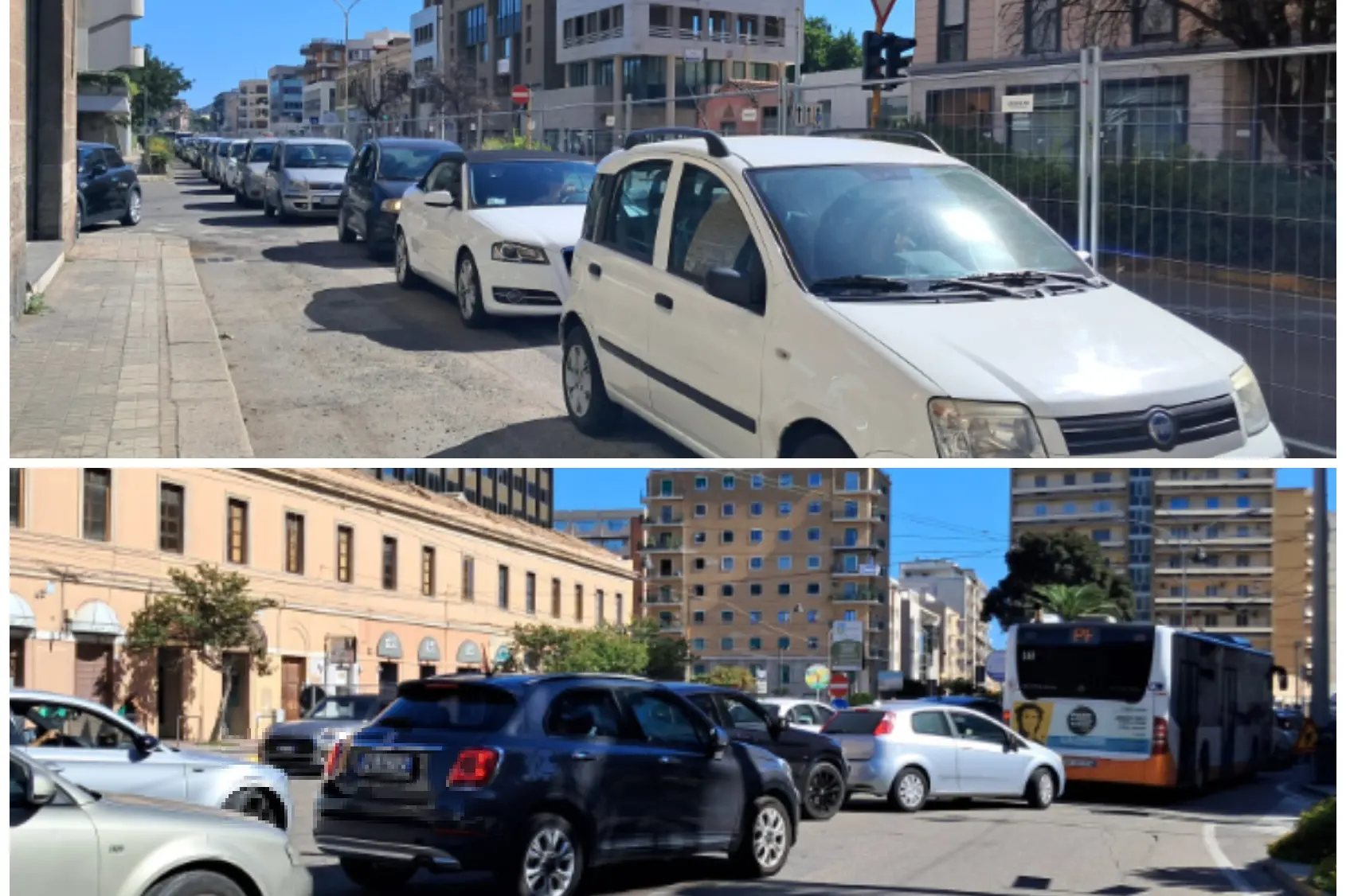Le code di auto tra via Roma e viale Diaz