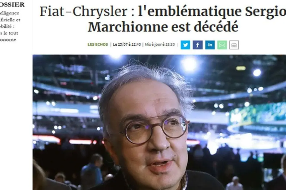 Le reazioni della stampa alla morte di Marchionne: il quotidiano finanziario francese Les Echos