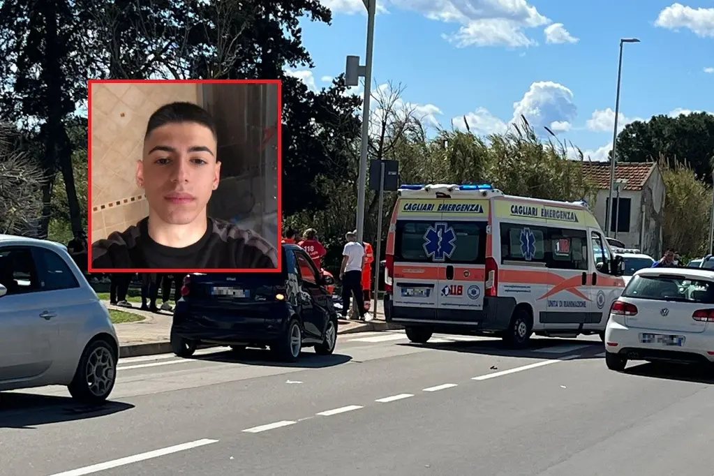 Il luogo dell'incidente in via Cagliari a Sestu e, nel riquadro, Yuri Loi