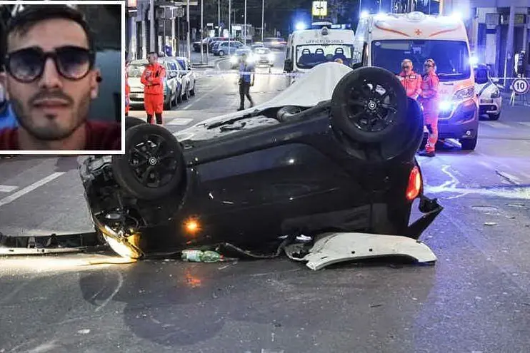 Il luogo dell'incidente (L'Unione Sarda - Ungari). Nel riquadro, Luca Noli
