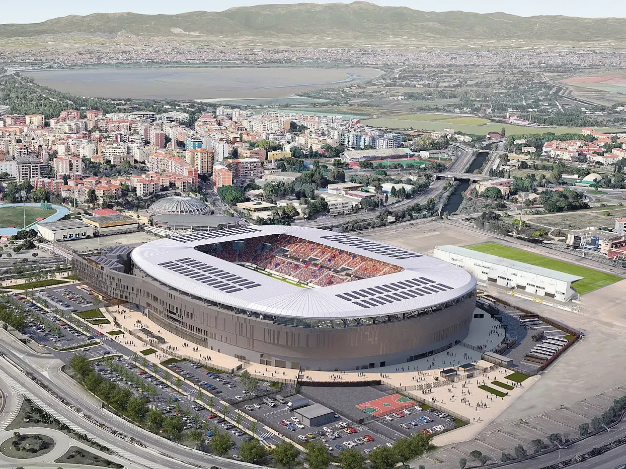 Das Stadion von Cagliari, die Vorfreude auf das nächste Treffen zwischen Giulini und Bürgermeister Zedda. Il render del nuovo stadio del Cagliari