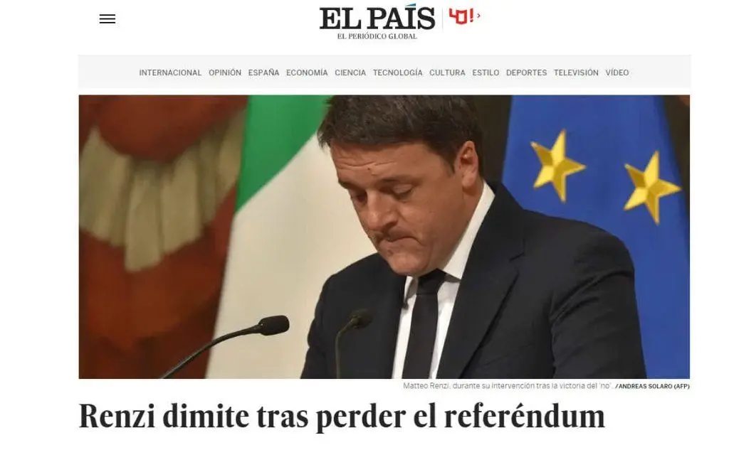 Lo spagnolo El Pais: Renzi si dimette