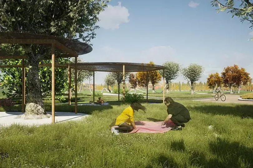 La scheda progettuale del nuovo parco (foto Comune di Selegas)