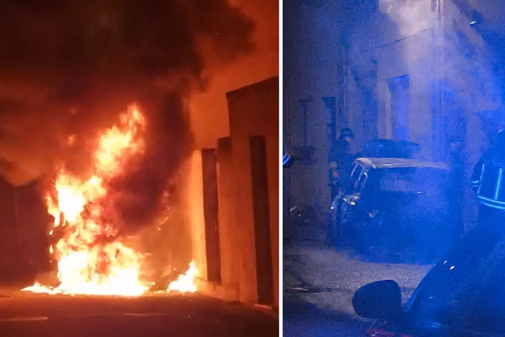 L'auto bruciata a Domusnovas