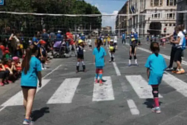 Le atlete di Ales alla recente festa del volley a Cagliari