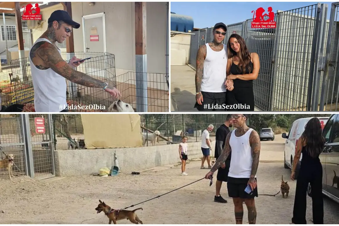 Fedez e Giulia in visita al canile di Olbia (foto concesse)