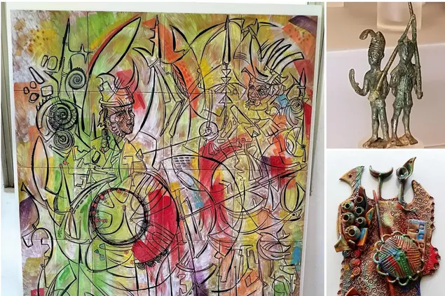 Il confronto tra opere contemporanee e nuragiche (foto concessa)