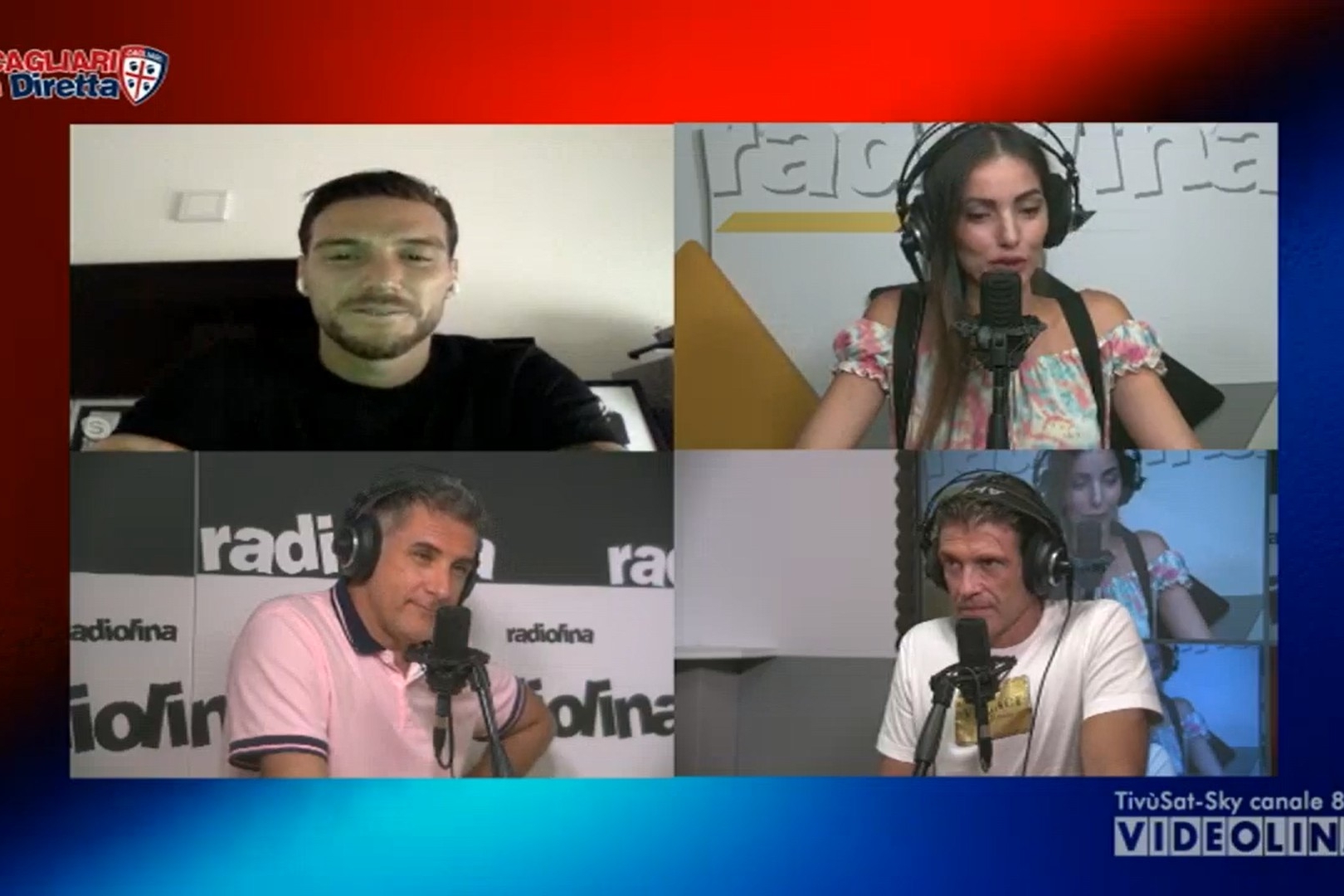 Luca Ceppitelli durante la trasmissione Il Cagliari in diretta con Valentina Caruso, Fabiano Gaggini e Alberto Masu