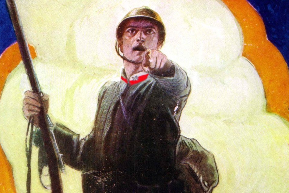 Il famoso manifesto sulla Grande Guerra realizzato dal pittore Nauzan nel 1918
