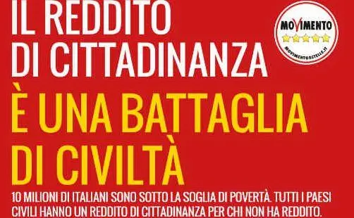 Un manifesto dei 5 Stelle sul reddito di cittadinanza