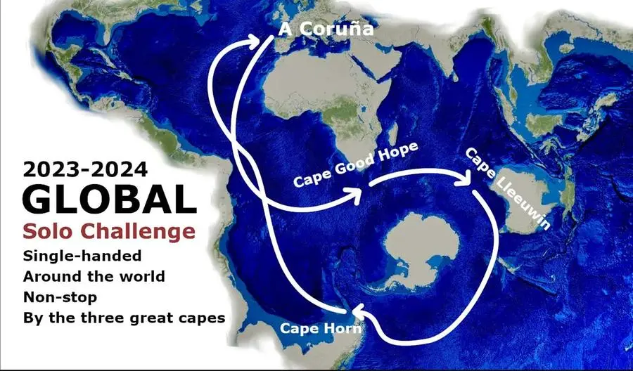 La mappa della Global Solo Challenge come compare sul sito ufficiale