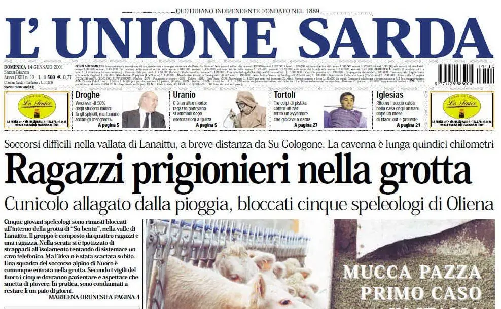 #AccaddeOggi: 14 gennaio 2001, gli speleologi bloccati nella grotta a Oliena