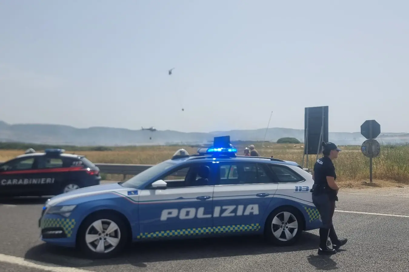 Polizia stradale sul posto