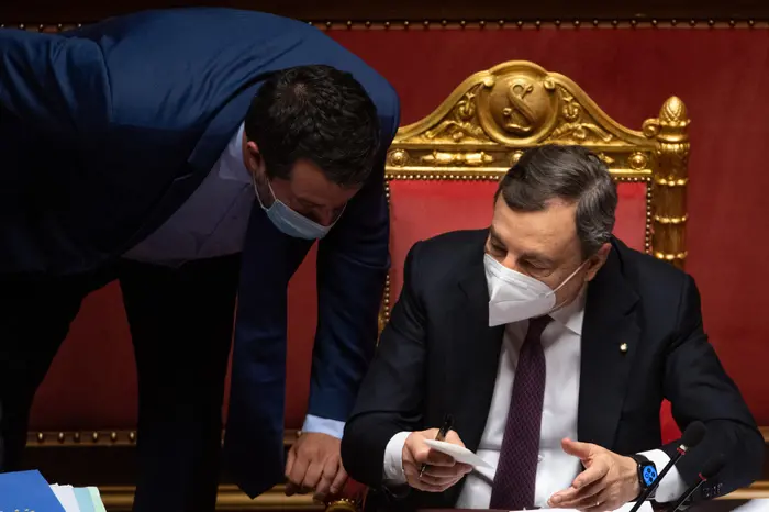 Mario Draghi e Matteo Salvini (Ansa)